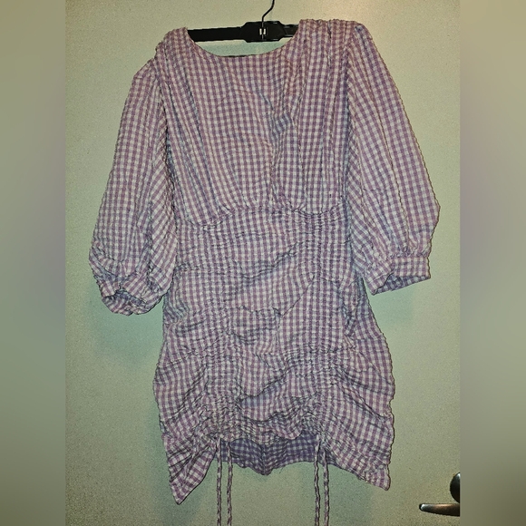 Zara Mini Gingham Checkered Dress In Mauve - Picture 2 of 4